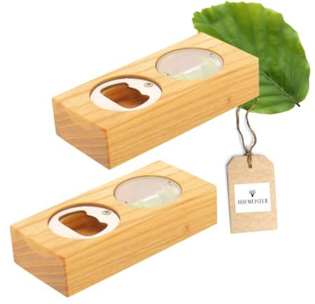 HOFMEISTER® Mini-Wasserwaage aus Holz, für Bilder, Möbel & Fußböden, Richtwaage mit Libelle, kleine Maurerwaage, 100% Made in Germany (2, Mini-wasserwaage mit Öffner | 10 Cm)