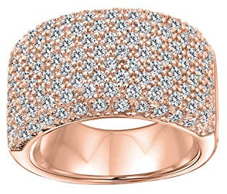 Personalisiertes Micro Pave AAA Zirkonia Cocktail Jubiläum Wide CZ Pave Jubiläum Statement 1/2 Ewigkeit Ehering Ring für Frauen Roségold plattiert .925 Sterling Silber anpassbar