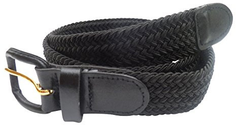 Streeze Cintura Uomo/Donna Elasticizzata Intrecciata 30mm. 6 Taglie. Fibbia in Pelle (Nero, M)