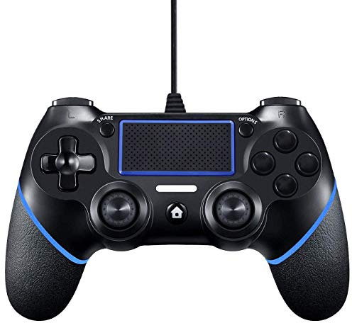 AUELEK PS4 Controller Wired,PS4 Wired Controller für Playstation 4,PS4 Wired Game Controller USB Stecker Gamepad Joystick mit Dual Vibration und Anti-Rutsch-Griff für Playstation 4/Pro/Slim/PC/Laptop