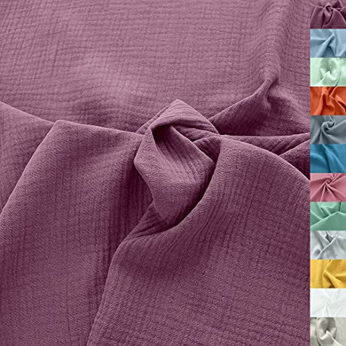 TOLKO 50cm Musselin Stoff Meterware | weicher Baumwollstoff für Kleid Bluse Baby Tuch Decke Tagesdecke Bettwäsche | ÖkoTex Double Gauze | uni Baumwollstoffe Dekostoff Stoffe zum Nähen Meterware