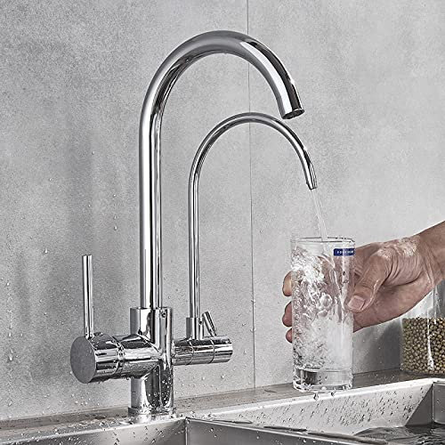 YHSGY Bad Küche Reinigung Wasserhahn Deck Montiert 360-Grad-Drehung Heiß- Und Kaltwasser Mischbatterie Trinkwasser Kran