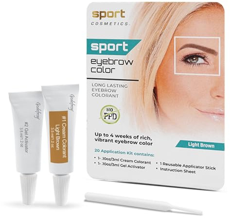 Sport Cosmetics Eyebrow Color Kit, Light Brown, 20 Applications, Women