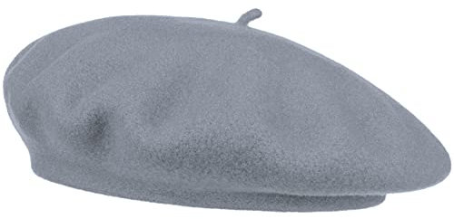 Van Der Rich ® - Baskenmütze (100% Wolle) Französisch Einfarbig - Damen (Uni grau, One Size)