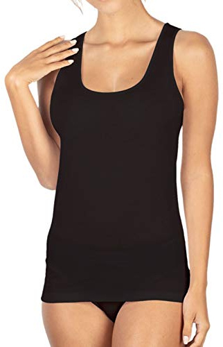 Canotte da Donna in Filo di Scozia Spallina Larga Liscia con Bordino Semplice (7/XXL, Bianco)