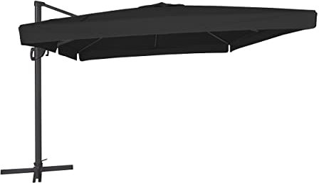 METRO Professional Ampelschirm mit Volant, Aluminium/Stahl/Polyester, 3x3m, Sonnenschirm mit Kurbelöffnungssystem, 360° Drehung, Belüftung, Wasserabweisend, UV-Schutz, Anthrazit/Grau
