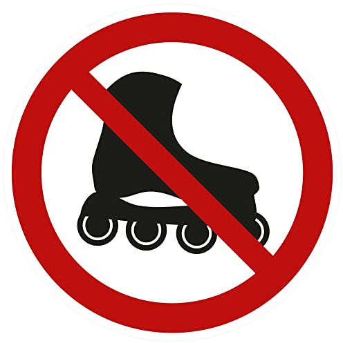 kleberio® Selbstklebende Aufkleber - Inliner & Rollschuhe verboten - Piktogramm zum Schutz vor Gefahren, Schäden an Fußböden, Zugang mit Inlinern/Rollschuhen Nicht erwünscht 20 cm 1 Stück