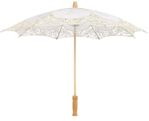 Toyvian Robe De Mariée Maridal Bridal Umbrella Broderie Dentelle Parasol Parasol Parapluie de Photographie Parapluie Chinois pour Costumes de Mariage Cosplay Decor Beige