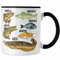 Trendation - Angler Fischer Tasse mit Fischarten Geschenk Raubfische Hobbyangler Hecht Forelle Barsch Angeln Kaffeetasse (Schwarz)