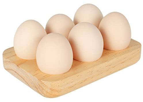 SDYGDB Egg Tray Wooden Egg Holder 6 Holes Egg Organizer Rack Space Saving Egg Plate Household Egg Storage Accessories for Kitchen Countertop Tabletop Display Refrigerator