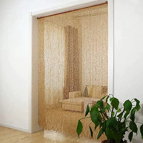 Bambusvorhang Türvorhänge Hölzern Perlenvorhang Fadenvorhänge,Hängender Teilervorhang,Schlafzimmer,Wohnzimmer Wandschrank Balkontür Raumteiler Dekorative Panel,Anpassbar (140 strands-140x180cm)