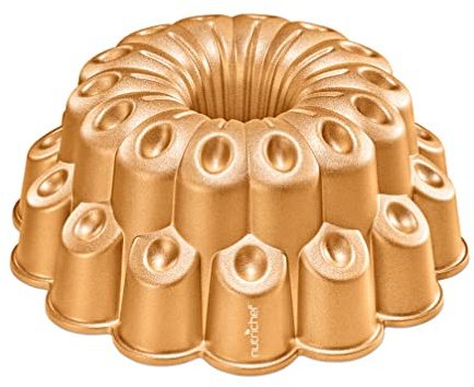 NutriChef molde bundt redondo tipo Marquise antiadherente, Aluminio fundido acanalado, 23 cm, Bandeja para horno, Bizcochos y tartas, Repostería casera, Cocción uniforme, Fácil de limpiar