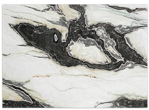 Wallario Rutschfester, Teppich mit Motiv - Fußmatte Schwarz-Weiße Marmor-Optik, Größe 50 x 70 cm - flachgewebt