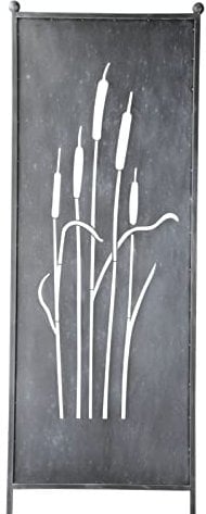 finehomegarden Stele Metall grau Sichtschutz Schilfkolben Windschutz Dekowand B64cm H205cm