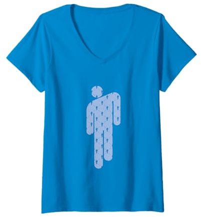 Damen Billie Eilish Offizielles Blohsh Blue T-Shirt mit V-Ausschnitt