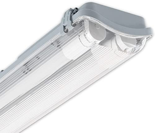 CLAR - Pantalla Estanca LED 10W, Luminaria 60cm, 2 Tubos 60cm (No Incluidos), Pack 2