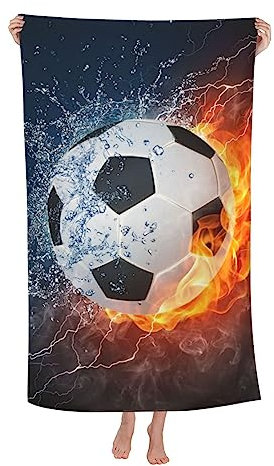 VOOHDDY Soccer Ball Cool Sport Football Beach Towel Large Soft Absorbent Microfiber Quick Dry Oversized Bath Towels for Bathroom Women Men Pool Camping Travel Swimming Picnic Sports