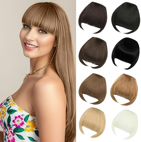 Luxiremi Clip in Pony Hell Blond Face in Fringe Bangs Extension Dick Fake Clip Haarteile für Damen Frauen