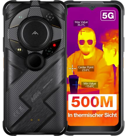 Rugged Smartphone 5G AGM G2 Guardian con 500m Termocamera Monoculare,Telefono Indistruttibile Senza Contratto,Autofocus 256 * 192,Obiettivo 10mm,12+256GB,Qualcomm QCM6490,6.58 FHD+ 120Hz,108MP Camera