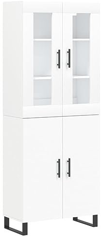 vidaXL Highboard, Sideboard mit viel Stauraum, Kommode Schrank für Wohnzimmer, Anrichte Beistellschrank Metallbeine, Modern, Weiß Holzwerkstoff