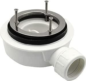 SolidStone Piletta Ultraribassata Ispezionabile per Piatto Doccia Basso con Foro Diametro da 90 mm in PVC (Con griglia in acciaio inox 12.7x12.7)
