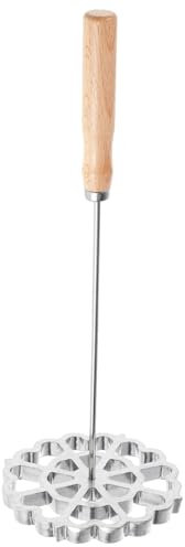 KOMBIUDA Molde Para Freír De Acero Inoxidable Mango De Madera Cuchara Antiadherente Para Cocinar Snacks Diseño Ergonómico Adecuado Para Uso Doméstico Pequeño Accesorio De Cocina