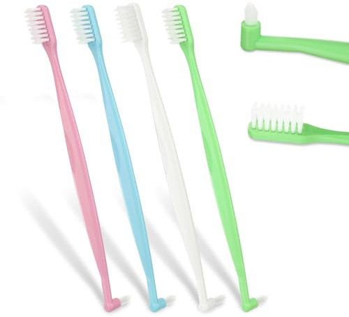 Andibro 4er Pack doppelendige getuftete Lücken Zahnbürste, V Trim Borsten Zahnbürste kieferorthopädische Interspace Zahnbürste Soft Trim Zahnbürste konischer Trim Zahnreiniger für Zahnspangen