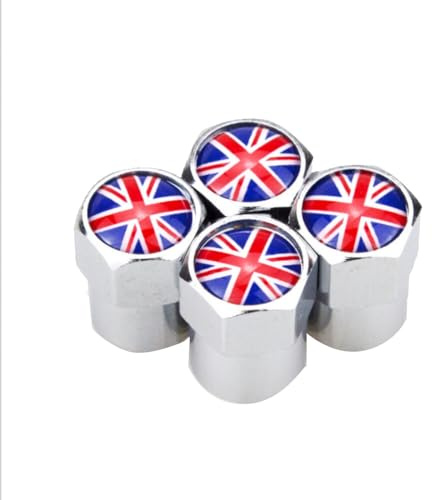 Vinciann 4 Ventilkappen mit Flagge England Großbritannien Union Jack für Auto und Motorrad