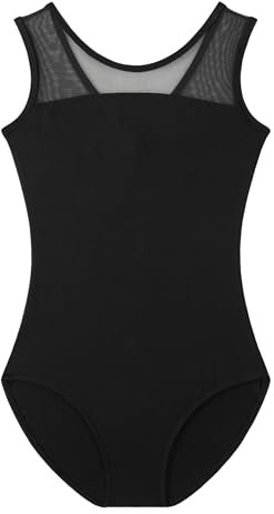 AOQUNFS Mädchen Masche Ärmellos Ballettkleidung Kinder Gymnastik Turnanzug Tanzen Mädchen Ballett Body, AM3000BX-Schwarz, 11-12Jahre