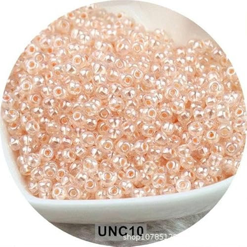 ORGEFY 2/3/4mm Czech Dyed Glass Beads Clear Crystal Beads Fits for Bracelets Necklaces DIY Jewelry-Champagne Powder10-2mm 36000pcs