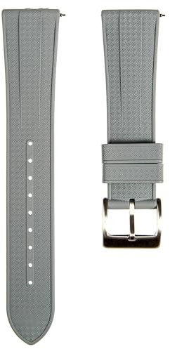 Strapseeker Grid Premium FKM Rubber Watch Bands - Fluoro Rubber Watch Straps - Quick-Release- 20mm, 22mm- Replacement Watch Strap for Men & Women (Grey, 22mm)