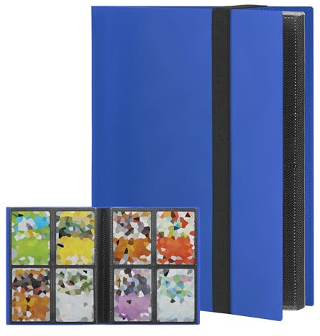 TCGUARD Sammelkarten Album für Sammelalbum Karten mit 160 Karten Kapazität, Elastischer Gurt mit DIY Aufkleber für Jugendlichen als Geschenk für Geburtstage und Weihnachten etc. Blau