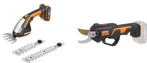 WORX - Pack Essentiel Jardin - Cisailles + Sécateur sans Fil 20V (WG801E + WG330E.9)
