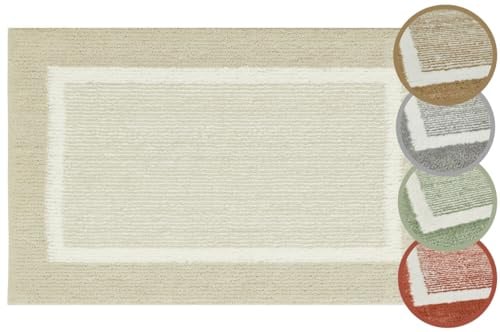 andiamo Badematte rutschfest Maui - Badezimmerteppich weich und flauschig - Duschvorleger für Badezimmer Badteppich rutschfest waschbar 60 x 100 cm Beige