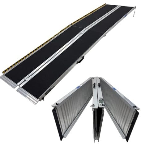 TRUTZHOLM Rollstuhlrampe 2-Fach klappbar 305 cm Traglast 272 kg Ladehöhe 61cm Alu grau schwarz beschichtet Auffahrrampe
