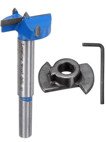 sourcing map Forstner - Broca de carburo de 30 mm (1-3/40.6 cm) de profundidad de ajuste para madera, brocas Forstner de vástago redondo, cortador de taladro con una llave para perforación de