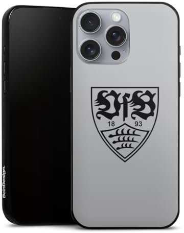 Slim Case extra dünn kompatibel mit Apple iPhone 16 Pro Max Silikon Handyhülle schwarz Hülle Offizielles Lizenzprodukt VfB Stuttgart Logo