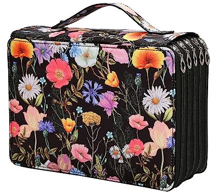 Barfeery 250 Slots Colored Pencil Case Organizer with 5 Layer Zipper-Large Capacity Pens Storage Holder Bag for Student Artist C