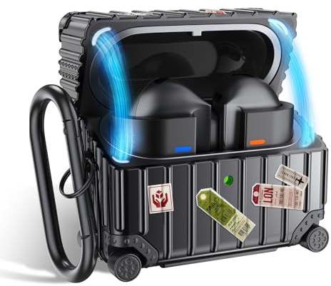 VISOOM Kompatibel mit Galaxy Buds 3/3 Pro, lustige süße Hartschale mit Schlüsselanhänger, Schwarz