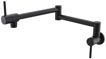 YWJFSA Wandmontage Spültischarmatur, Küchenarmatur Klappbar Schwarz, Drehbares Messing,Schwarz