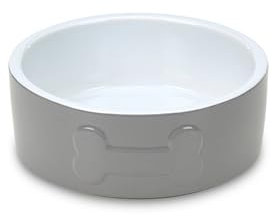 Petface Bone Ceramic Pet Bowl for Feeding and Watering, Suitable for Both Dogs and Cats, Grey/White, 20 cm (Pack of 1)