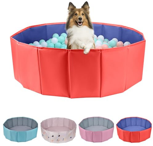 Piscine à balles pliable pour chiens, piscine à balles pour chiens, pour tous les types de chiens, convient pour les activités intérieures et extérieures (100 cm de diamètre, rouge, balle non incluse)