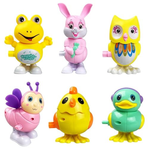 Ctxtqtdt 6 Stück Aufziehspielzeug Ostern, Ostergeschenke für Kinder, Aufziehbare Hasen und Huhn, Lustige Kleinigkeiten zu Ostern für Kinder Osterkorb Füllstoffe Mitgebsel (C)