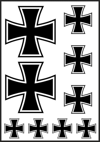 Daged Eisernes Kreuz Aufkleber Karte 9 Stück Stickerbogen - PKW Auto Motorrad Biker Flagge Fahne Deko AK