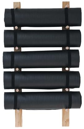 Yoga Mat Holder Wall Mount Wooden Storage Rack,Schaumstoff Rollenständer,Yogamatten-Aufbewahrungsregal mit verstellbarem Abstand Home-Fitnessstudio-Zubehör,für Home-Fitnessstudio(Size:5 layers)