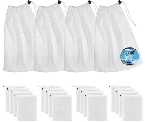 20 bolsas de filtro para aspiradora de piscina, bolsa de colección, red de limpieza, bolsa de malla con cordón, para aspiradora de piscina, para recoger hojas