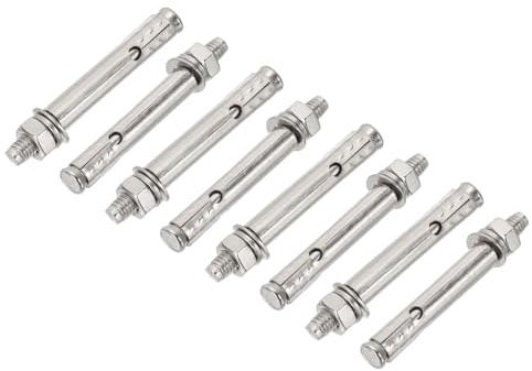 PATIKIL Chevilles d'expansion M6 x 70mm en acier inoxydable 304, 8 pièces, Boulon hexagonale externe avec manchon allongé pour béton Placostyle projets de construction, argenté