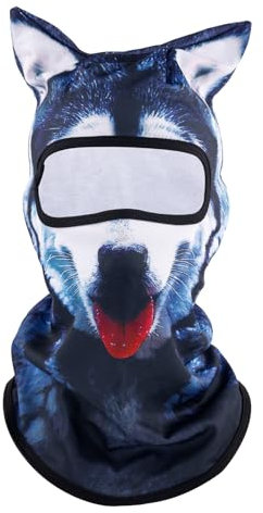 Mikovivi 3D Husky Sturmhaube Ski, Atmungsaktiv Skimaske Tier Lustiger Hund Sonnenschutz Gesichtsmaske Sonnenschutz für Motorrad Radfahren Musikfestivals Raves Outdoor Aktivitäten