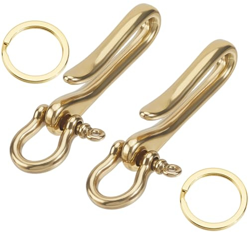 SUNNYCLUE 2Pcs Gold Fish Hook Keychain U Shaped Keychain Brass S Hook Clasps Fishhook Tibetan Style Alloy D Ring Duty Belt Key Rings Holder Clips for DIY Making Car Keys Wallet Chain Purse Accessories