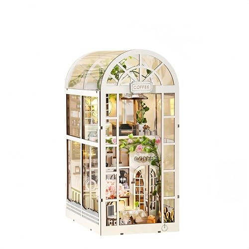 Krzaw Book Nook Kit for Adults, DIY Miniature House 3D Wooden Puzzle, Insert Bookshelf Decor Bookend with LED, Model Building Crafts Hobby Gifts